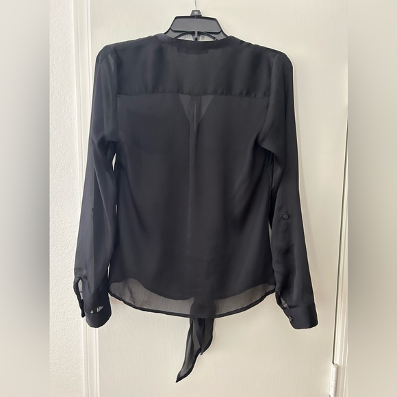 The Limited Black Sheer Long Sleeve Button Down Tie Top Blouse Shirt. Size Small - Picture 4 of 9